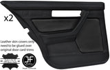 BLACK & BLACK LEATHER 2X REAR FULL DOOR CARD COVER FOR BMW 5 SERIES E34 87-97