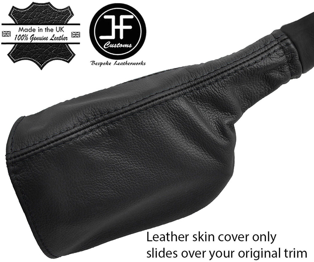 BLACK STITCH REAL LEATHER HANDBRAKE GAITER COVER FITS DEFENDER 90 110 STYLE 2