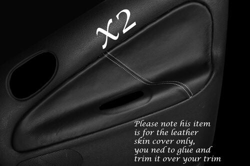 WHITE STITCH 98-10 FITS PEUGEOT 206 5 DOOR 2X REAR DOOR CARD LEATHER COVERS ONLY