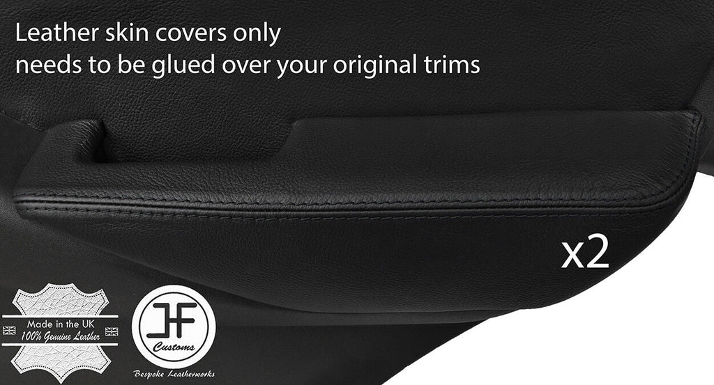 BLACK STITCH 2X REAR DOOR ARMREST LEATHER COVERS FITS NISSAN NAVARA D40 06-15