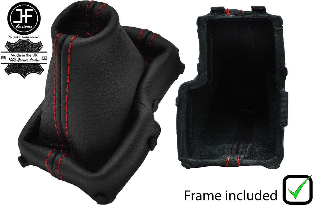 RED STITCH LEATHER GEAR GAITER + PLASTIC FRAME FOR FORD S MAX 2006-2014 AUTO