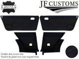 BLUE STITCH ITALIAN LEATHER 4X DOOR CARD COVER FOR LANCIA BETA VOLUMEX COUPE