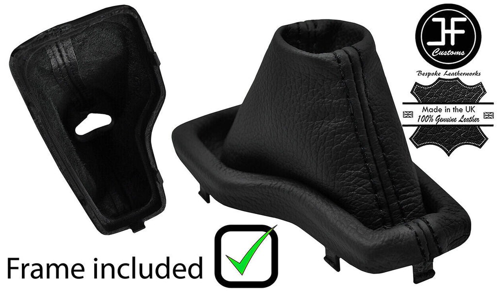 BLACK STITCH AUTOMATIC LEATHER GEAR GAITER+PLASTIC FRAME FITS HYUNDAI I40 12-19