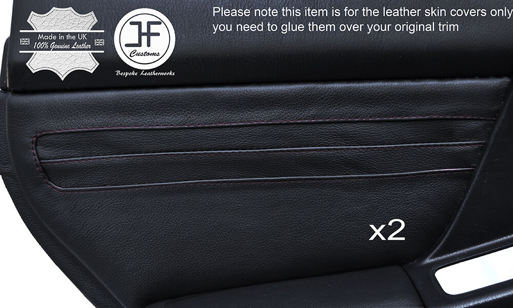 BLACK STICH 2X REAR DOOR CARD TRIM COVERS FITS SUBARU IMPREZA WRX STI  01-04