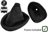 BLACK STITCH LEATHER GEAR GAITER WITH PLASTIC FRAME FITS NISSAN JUKE 2010-2016