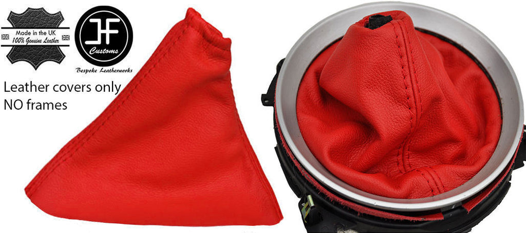 RED REAL LEATHER MANUAL GEAR & HANDBRAKE GAITER FITS NISSAN 350Z 33Z 02-09