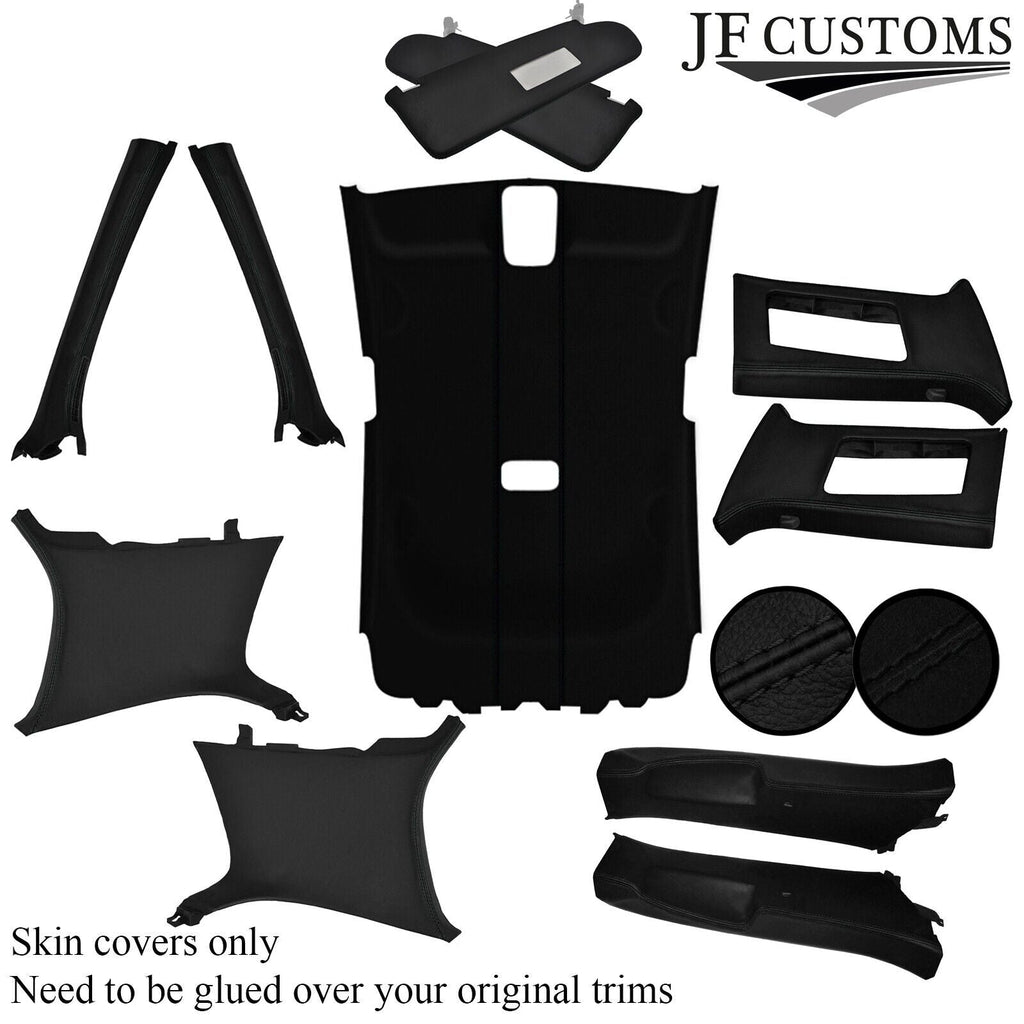 BLACK STITCH LEATHER & SUEDE TOP RECOVERY KIT COVERS FOR VW GOLF MK5 04-09 5DR