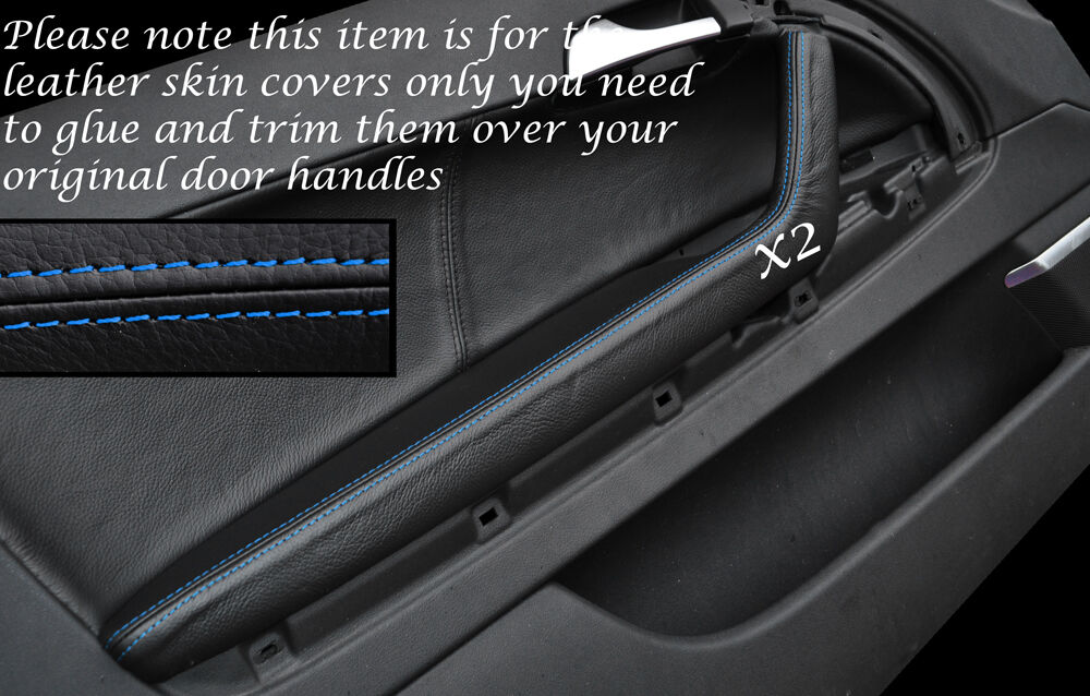 BLUE STITCH 2X FRONT DOOR HANDLE ARMREST COVER FITS AUDI A3 8P S3 03-12 3 DOOR