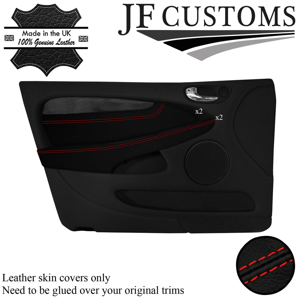 RED STITCH LEATHER 2X FRONT DOOR TRIM ARMREST COVERS FOR JAGUAR X-TYPE 01-09 JF2