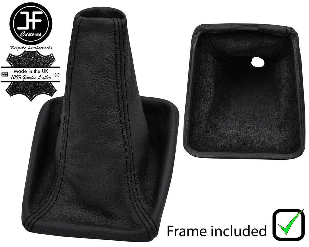 BLACK STITCH LEATHER GEAR GAITER+PLASTIC FRAME FITS SUBARU FORESTER 2002-2008