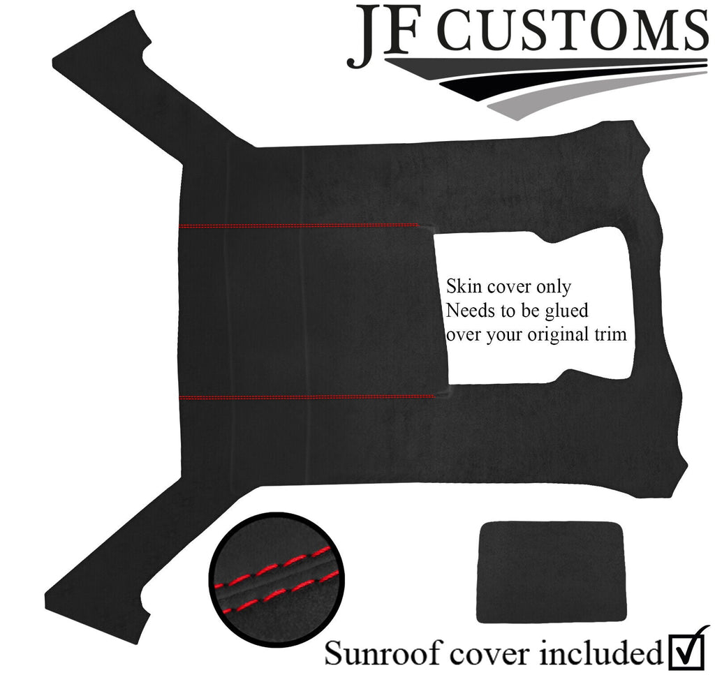 RED STITCH D GREY SUEDE HEADLINER SUN ROOF COVER FOR BMW E30 81-92 SALOON