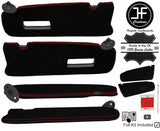 RED CROSS STITCH 2X SUN VISOR LUXE SUEDE COVERS FOR TOYOTA SUPRA MK3 86-93