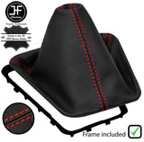 RED STITCH LEATHER GEAR GAITER+PLASTIC FRAME FOR VAUXHALL GRANDLAND X 17-20