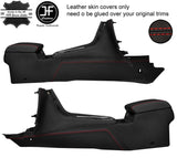 RED STITCH 2X CONSOLE SIDE TRIM & ARMREST LEATHER COVERS FOR SEAT ATECA 16-19