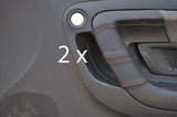 red stitch FITS SKODA FABIA MK2 08+ 2X DOOR HANDLE LEATHER COVERS CUSTOM NEW