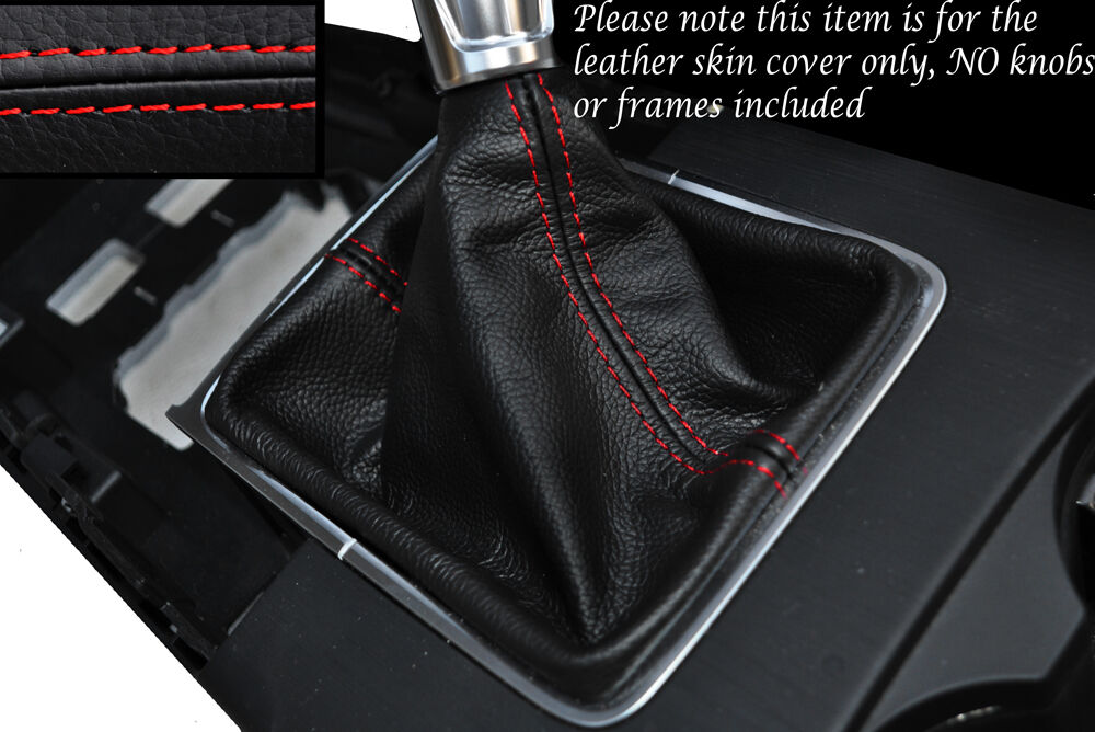 RED STITCHING MANUAL LEATHER GEAR GAITER FITS AUDI A3 2013-2015 CUSTOM NEW