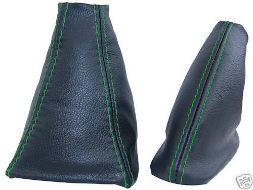 FITS MG MGF MK1 LEATHER GEAR HANDBRAKE GAITERS GREEN  STITCH CUSTOM NEW