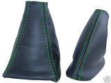 FITS MG MGF MK1 LEATHER GEAR HANDBRAKE GAITERS GREEN  STITCH CUSTOM NEW