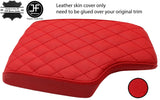 RED REAL LEATHER DIAMOND STITCH ARMREST COVER FOR BMW 3 SERIES F30 F31 12-16