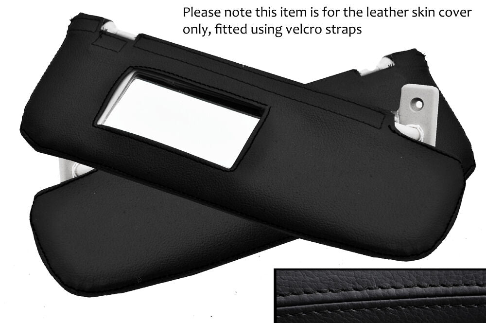 BLACK STITCH 2X SUN VISORS LEATHER COVERS FITS FIAT 500 & 500 ABARTH 2007-2013
