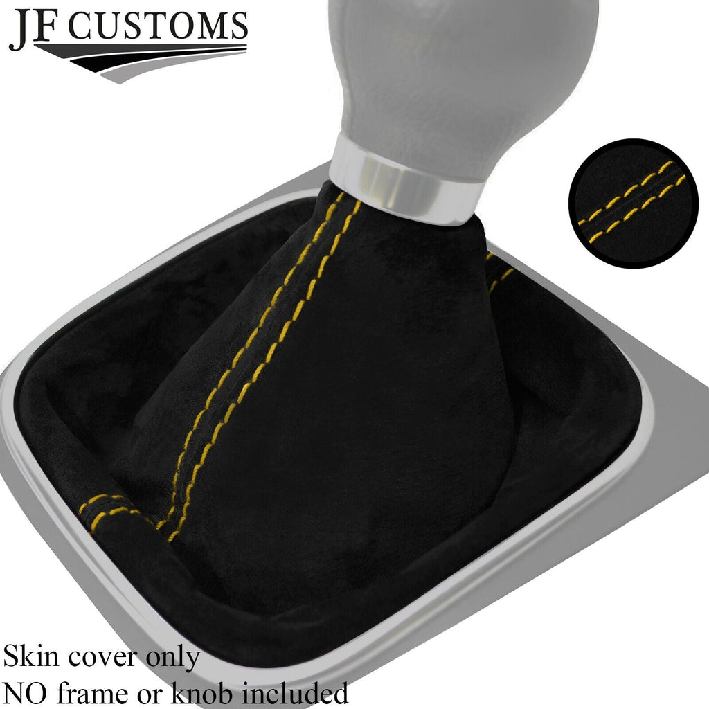 YELLOW STITCH REAL SUEDE MANUAL GEAR GAITER FOR VW GOLF MK5 V 03-09 CUSTOM NEW