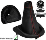 RED STITCH LEATHER GEAR GAITER+PLASTIC FRAME FITS NISSAN INTERSTAR 04-10