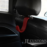 D RED EMBOSSED LEATHER PLASTIC HEADREST HOOK HANGER FOR BMW X6 E71 E72 07-14 JF1