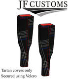 D RED STITCH BLUE TARTAN 2X SEAT BELT TALL COVERS FOR VW CADDY MK4 2016-2021