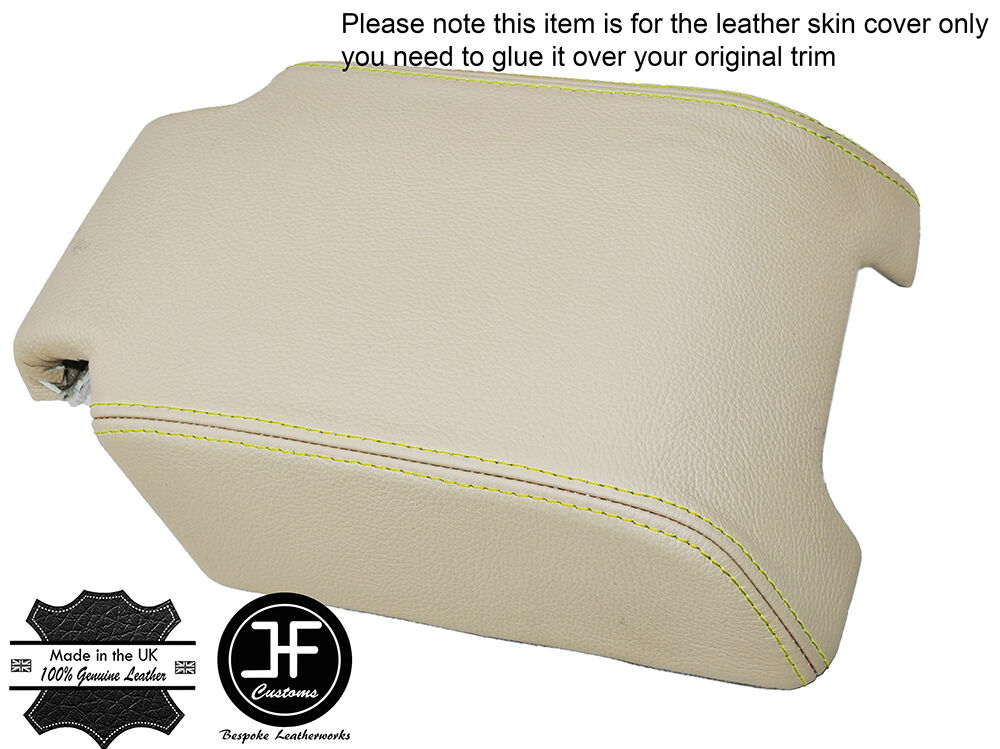 BEIGE LEATHER YELLOW ST ARMREST COVER FOR LANDROVER DISCOVERY 3 4 LR3 LR4 04-15