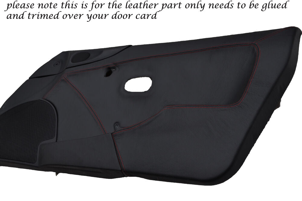 RED STITCH 2X DOOR CARD LEATHER SKIN COVERS FITS MAZDA MX5 MK2 MIATA 98-05