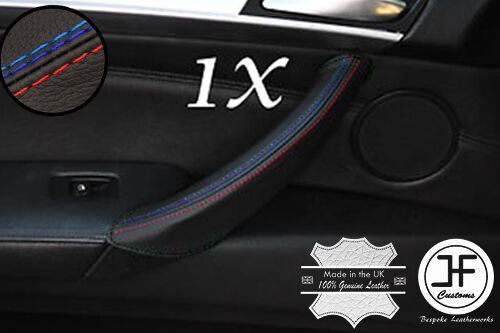 BLACK & TRI STITCH 1X PASSENGER DOOR HANDLE LEATHER COVER FITS BMW X5 E70 07-13