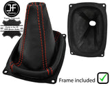 RED STITCH LEATHER GEAR GAITER+PLASTIC FRAME FITS HYUNDAI SANTA FE 2001-2006