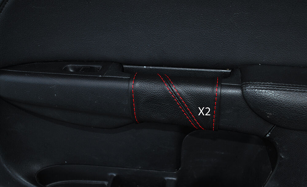RED STITCH 2X REAR DOOR HANDLE LEATHER SKIN COVERS FITS HONDA CIVIC 2001-2005