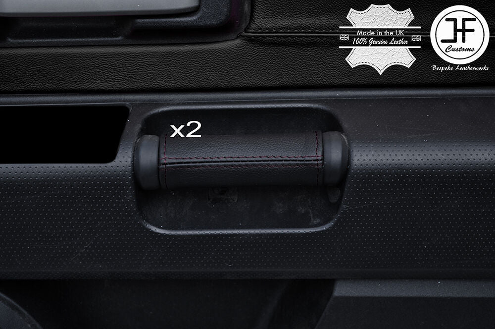 BLACK STITCH 2X FRONT DOOR HANDLE LEATHER COVERS FITS TOYOTA FJ CRUISER 07-15