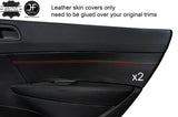 RED STITCH 2X REAR DOOR CARD TRIM LEATHER COVER FOR PEUGEOT 308 07-12 ESTATE