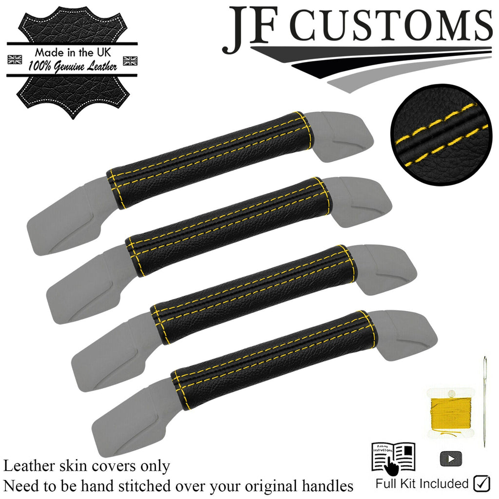 YELLOW STITCH 4X ROOF GRAB HANDLE COVER FOR LAND ROVER DISCOVERY MK2 98-04