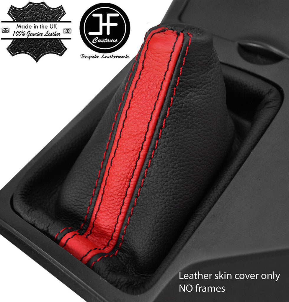 BLACK & RED STRIPE TOP GRAIN LEATHER MANUAL GEAR GAITER FITS MAZDA 6 02-07