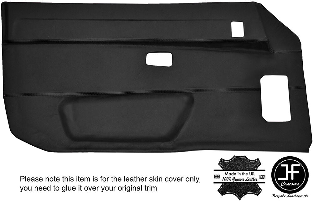 BLACK LEATHER 2X FULL DOOR CARD LEATHER COVERS FITS PORSCHE 924 944 75-85