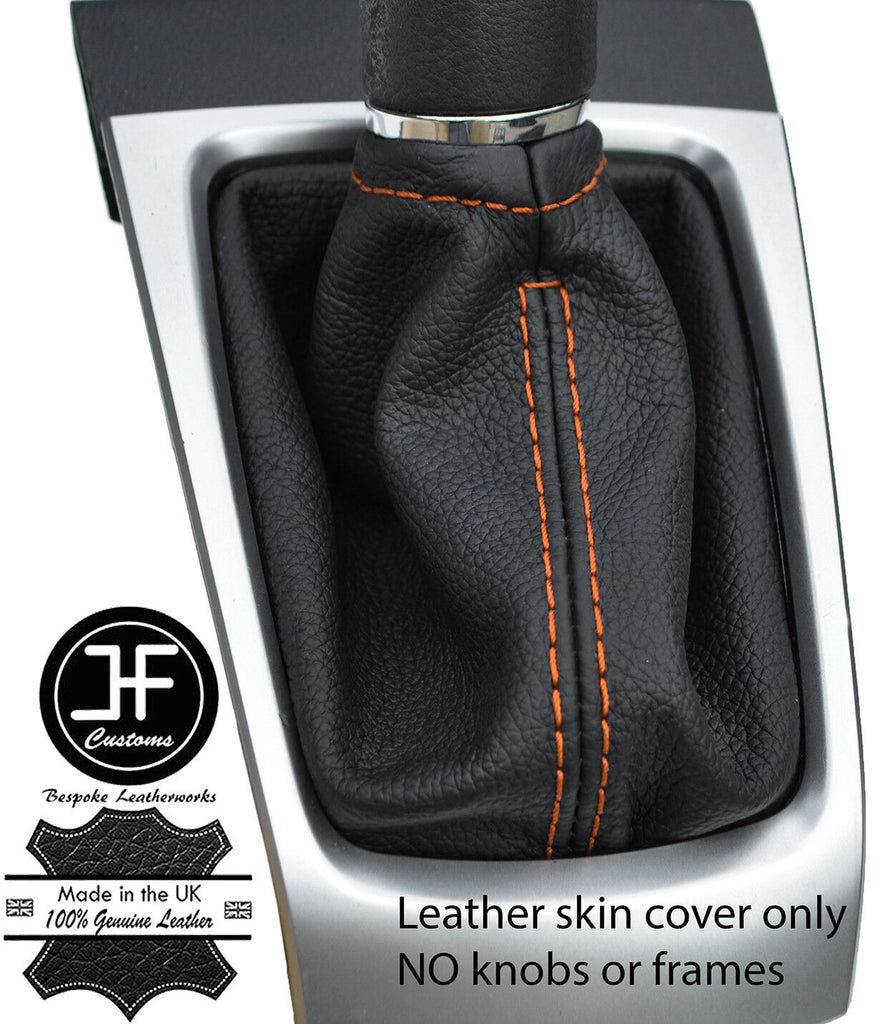 ORANGE STITCHING REAL LEATHER GEAR GAITER FITS NISSAN MICRA K14 2017-2019