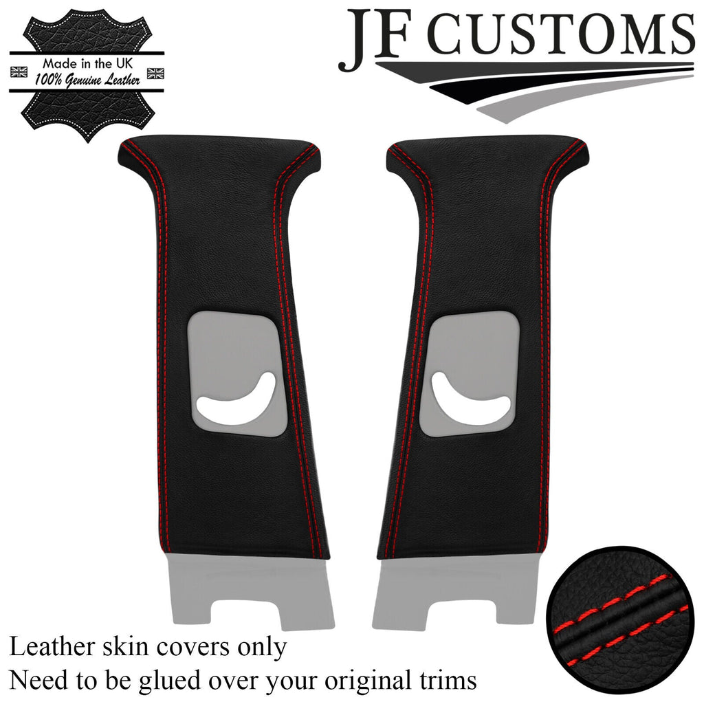 RED STITCH ITALIAN LEATHER 2X B PILLAR TRIM COVER FOR ROVER 75 MG ZT 1998-2005