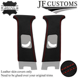 RED STITCH ITALIAN LEATHER 2X B PILLAR TRIM COVER FOR ROVER 75 MG ZT 1998-2005