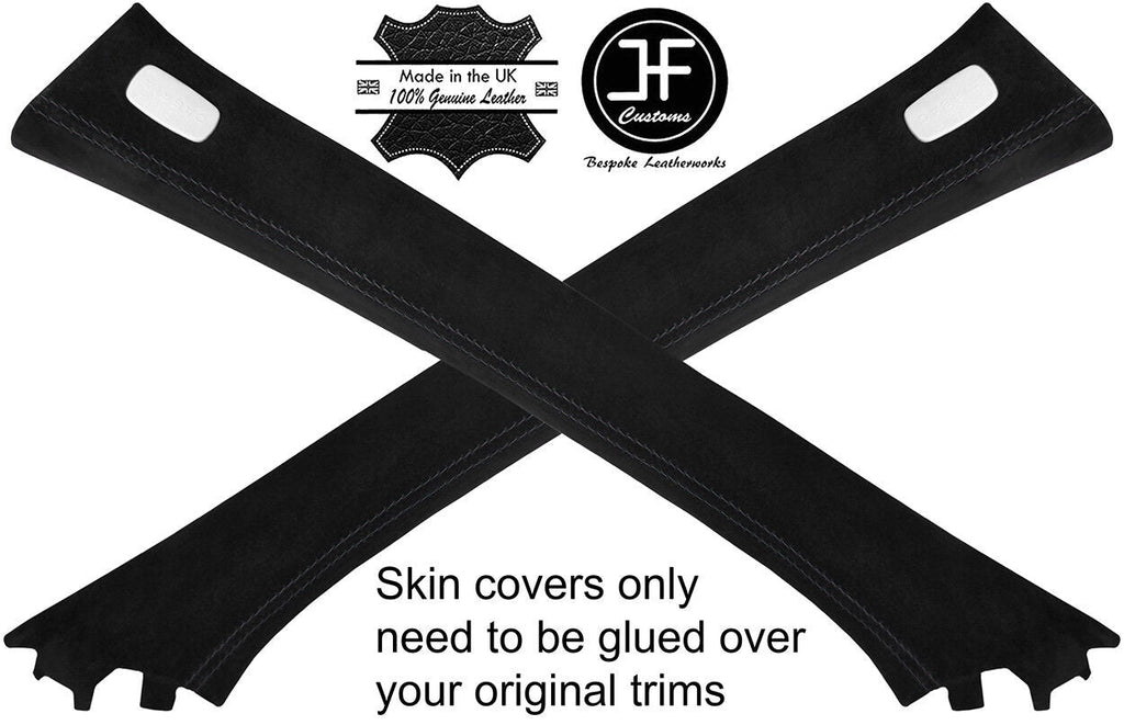 BLACK STITCH 2X A PILLAR REAL SUEDE COVERS FITS MERCEDES S CLASS W221 06-13