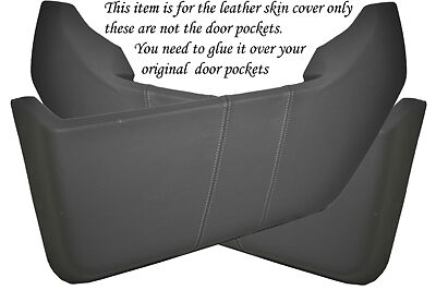 WHITE STITCH FITS VW T4 TRANSPORTER CARAVELLE 90-03 2X DOOR POCKETS COVERS
