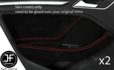 RED STCH 2X REAR DOOR CARD&HANDLE ARMREST SUEDE COVER FOR AUDI A3 13-19 5 DSG2