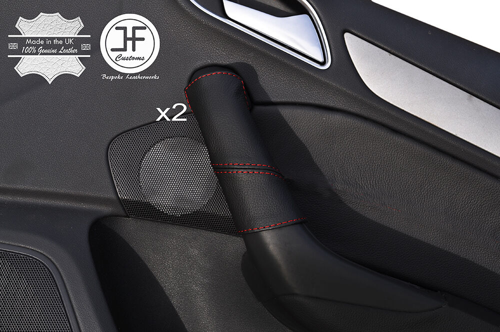 RED STITCHING 2X FRONT DOOR HANDLE LEATHER COVERS FITS AUDI Q3 12-16 CUSTOM NEW