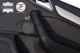 RED STITCHING 2X FRONT DOOR HANDLE LEATHER COVERS FITS AUDI Q3 12-16 CUSTOM NEW