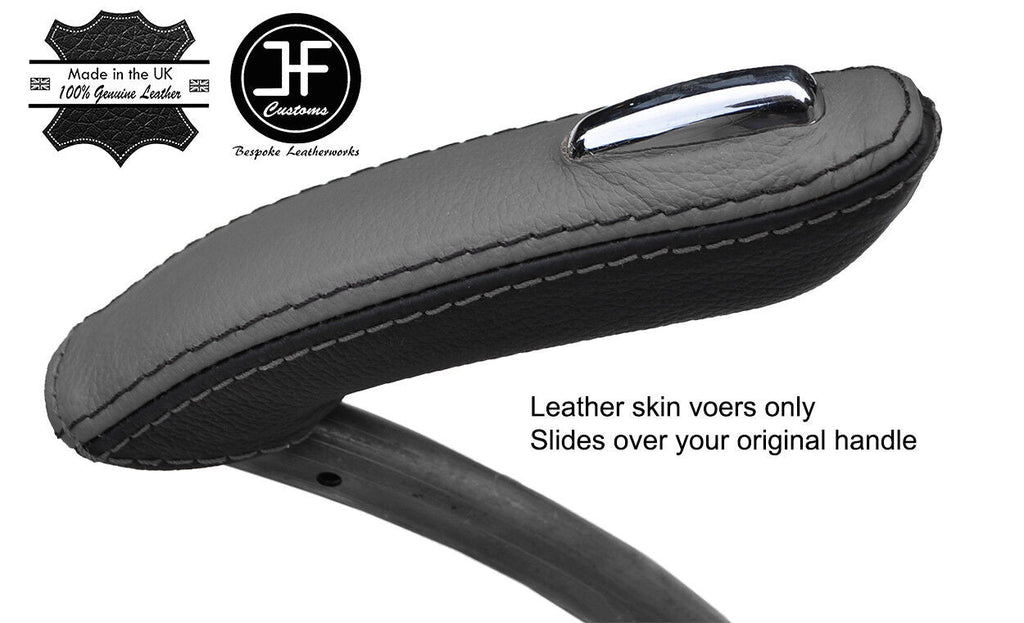 BLACK & GREY REAL LEATHER HANDBRAKE HANDLE COVER FOR VAUXHALL OPEL MOKKA 12-18