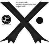 BLACK STITCH 2X A PILLAR SUEDE COVERS FOR BMW E36 CONVERTIBLE 1993-1998