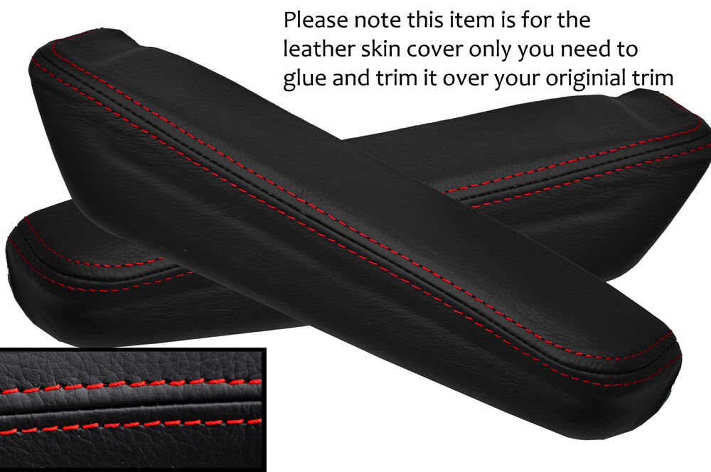 RED STITCH 2X REAR DOOR ARMREST LEATHER SKIN COVERS FITS FORD CAPRI MK3 78-87