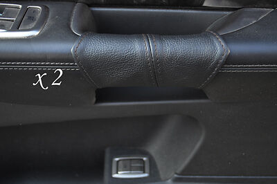 BLACK STITCH FITS JAGUAR XF 2008+ 2X FRONT DOOR HANDLE LEATHER COVERS CUSTOM NEW